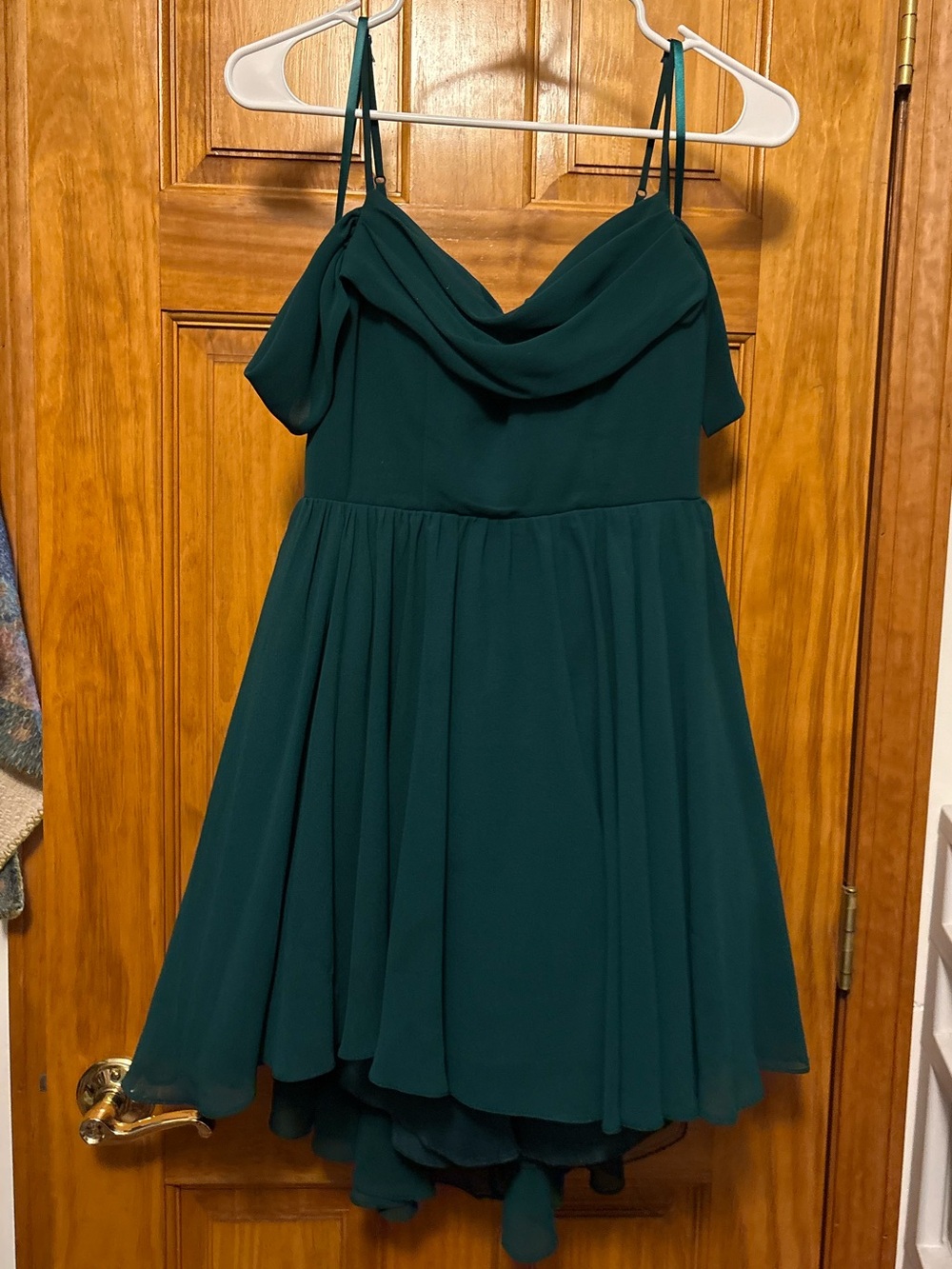 City Studio Forest Green Cowl Neck High-Low Dress- size small